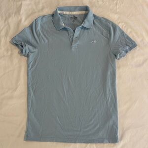 Hollister Men's Light Blue Polo Shirt